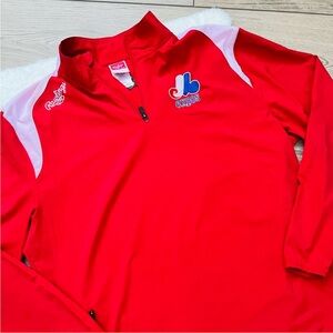 Vintage Rawlings Larry Walker Red Expos Half-Zip Jacket